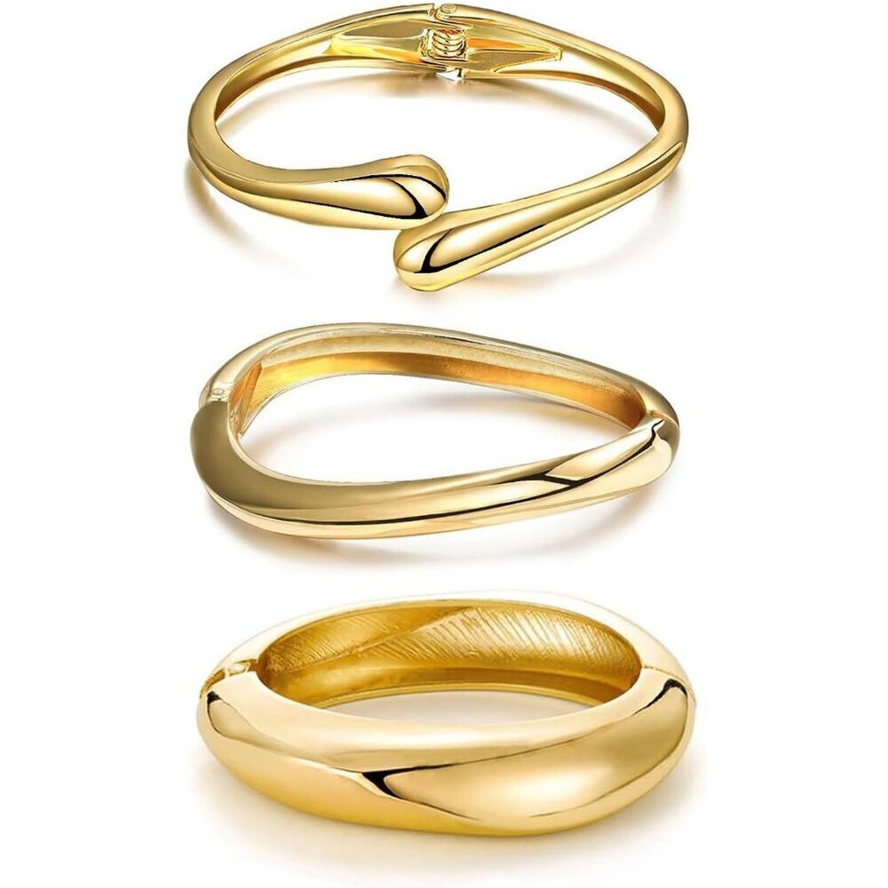 Gold Cuff Bracelets for Women Teens Adjustable Trendy Jewelry Gifts